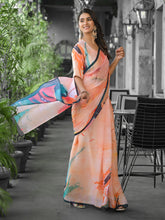 Printed Georgette Readymade Saree With Stitched Blouse